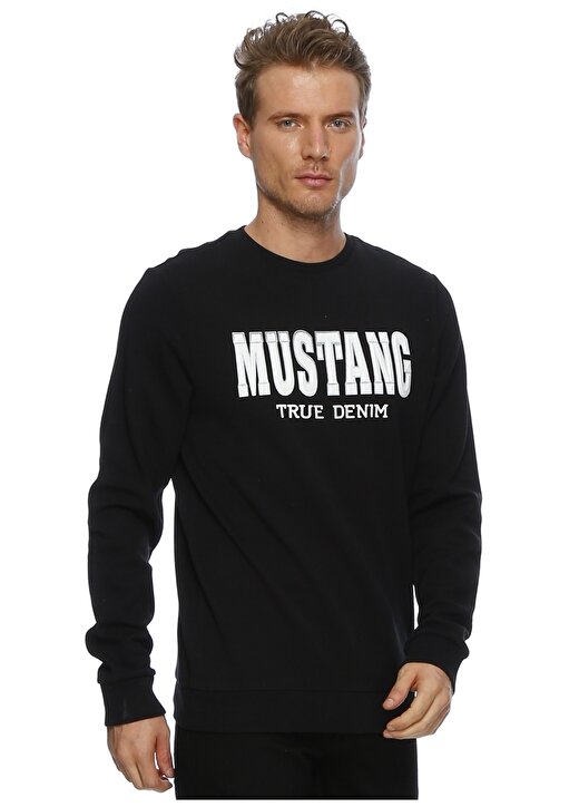 Mustang Baskılı Siyah Sweatshirt 2