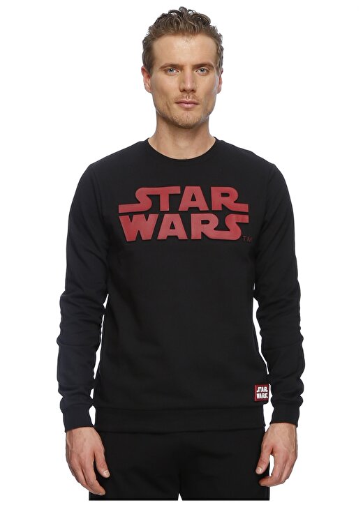 T-Box Star Wars Baskılı Siyah Sweatshirt 1