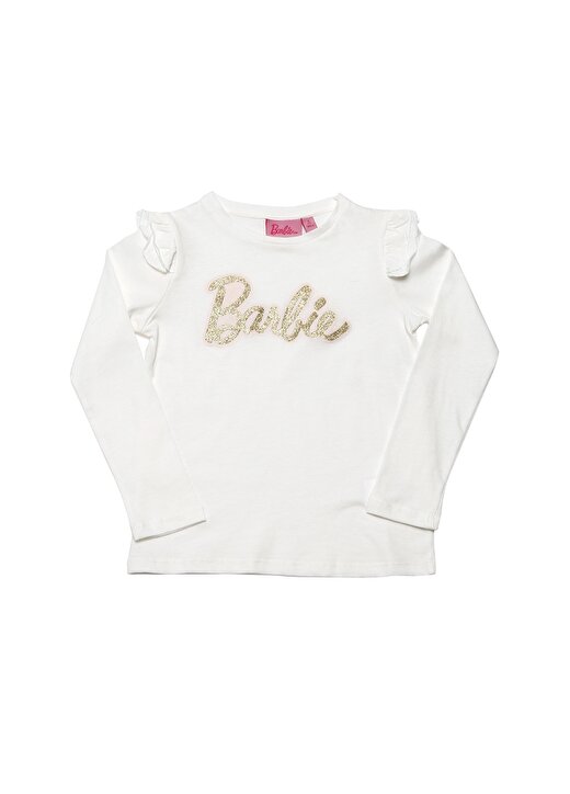 Barbie Yazılı Beyaz Çocuk Bluz 1