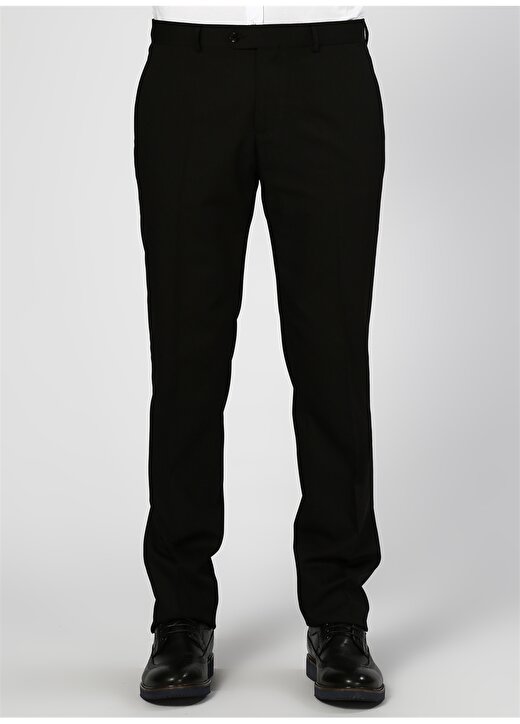 Cotton Bar Kumaş Boru Paça Siyah Klasik Pantolon 2