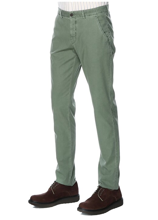 North Of Navy Yeşil Boru Paça Armürlü Klasik Pantolon 3