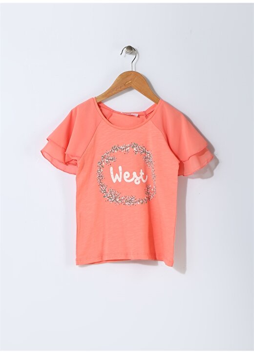 Pink&Orange Kız Çocuk Baskılı Mercan T-Shirt 1
