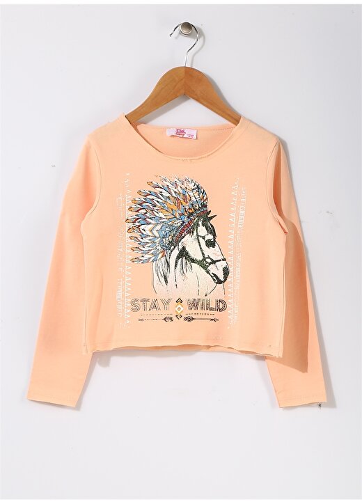 Pink&Orange Kız Çocuk At Baskılı Somon Sweatshirt 1