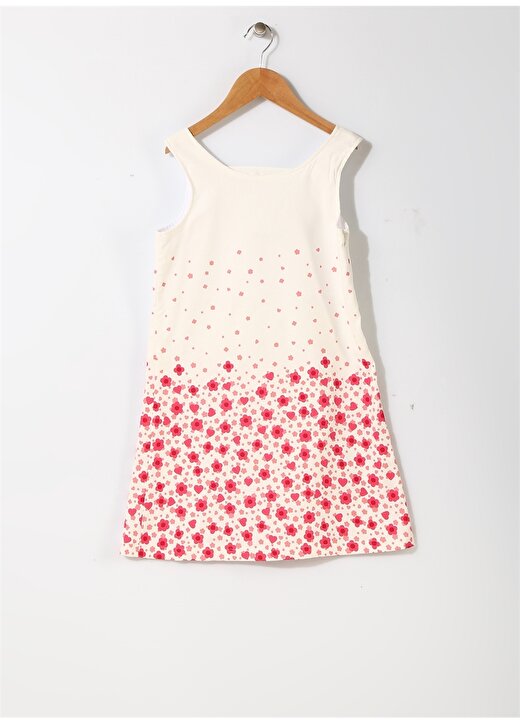 Limon Çocuk Çiçek Desenli Beyaz - Pembe Elbise 1