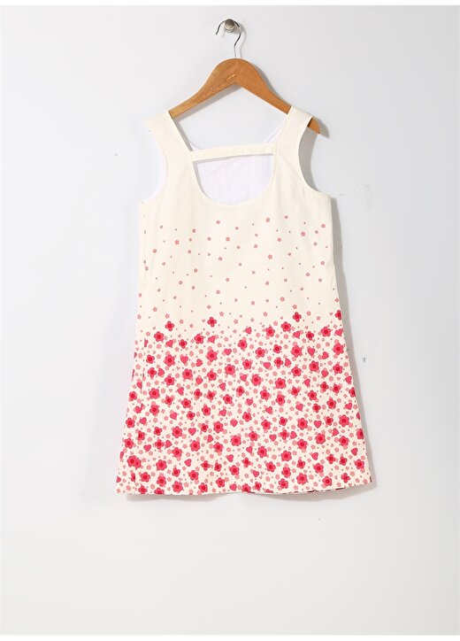 Limon Çocuk Çiçek Desenli Beyaz - Pembe Elbise 2