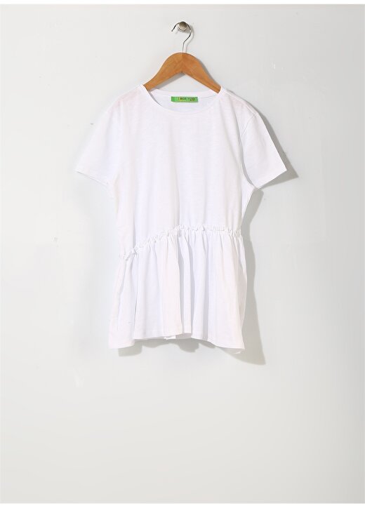Limon Kız Çocuk Pileli Beyaz T-Shirt 1