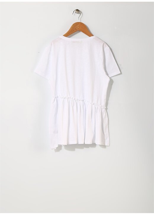 Limon Kız Çocuk Pileli Beyaz T-Shirt 2