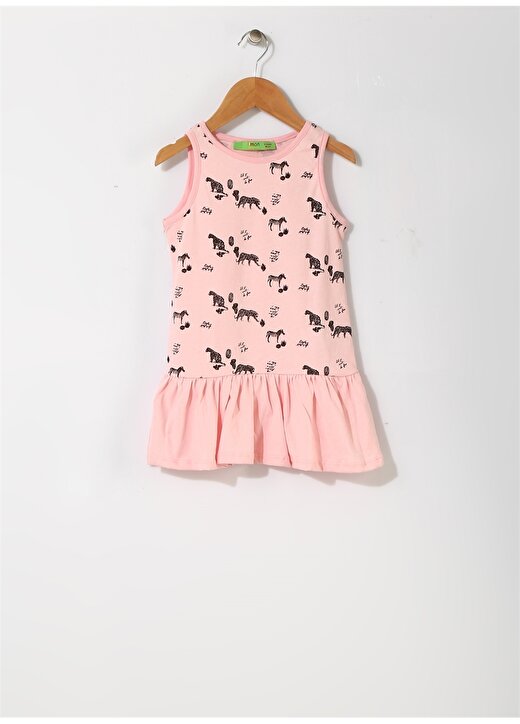 Limon Kız Çocuk Hayvan Desenli Pudra Elbise 2