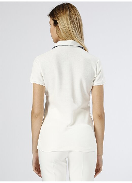 North Of Navy Kadın Nakışlı Polo Yaka Beyaz T-Shirt 4