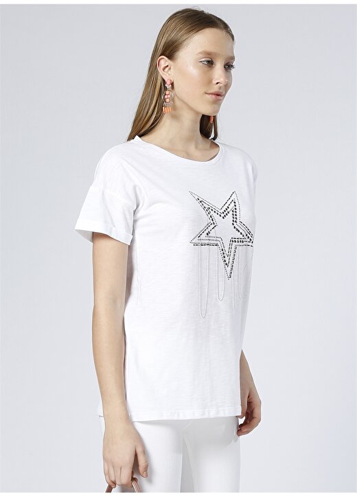 Black Pepper Beyaz Star Taş Baskılı T-Shirt 3