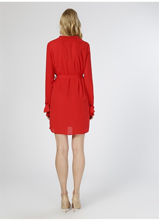 Limon Kadın Kuşaklı Kırmızı Elbise 4