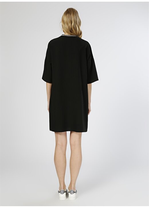 Limon Kadın Yakası Fermuarlı Siyah Elbise 4