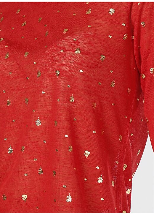 Limon Jaffna Desenli Kırmızı Kadın T-Shirt 4