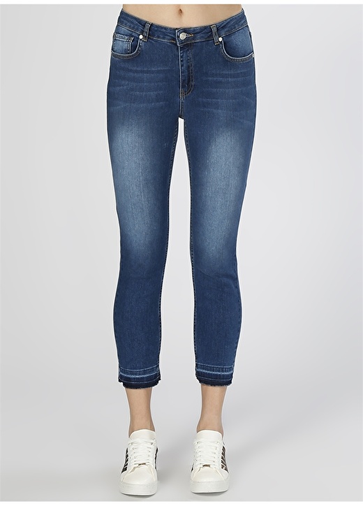 Limon Skinny Dar Paça Lacivert Denim Pantolon 2