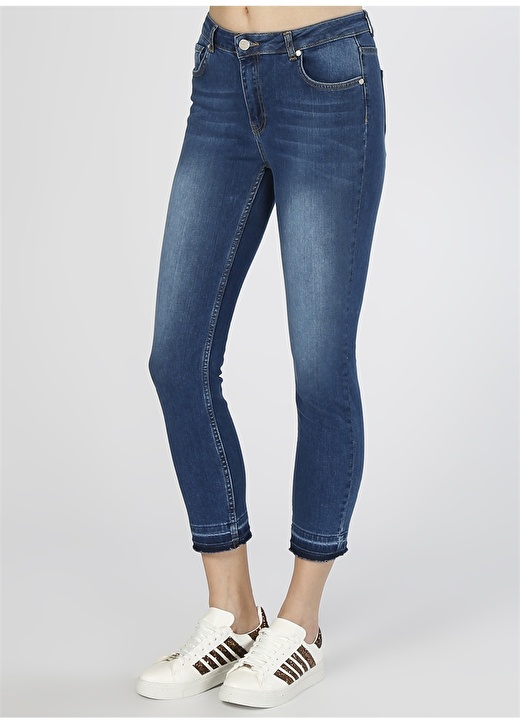 Limon Skinny Dar Paça Lacivert Denim Pantolon 3