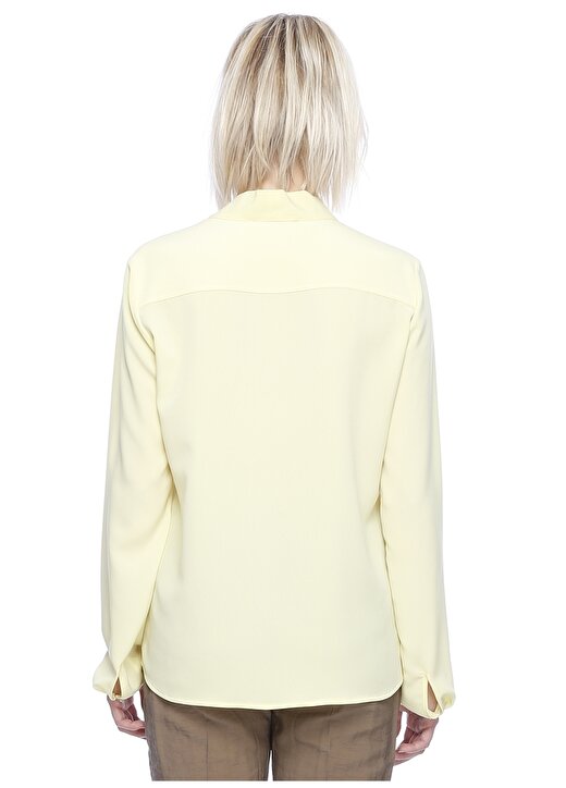 House Of Camellia Uzun Kollu Sarı Yakası Fiyonk Kadın Bluz 4