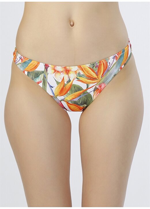 T-Box Çiçek Desenli Turuncu Bikini Alt 2