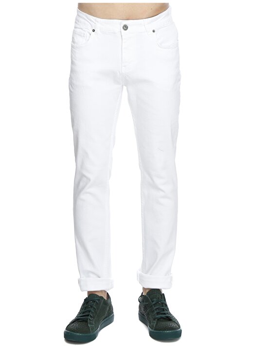 Limon Erkek Slim Fit Beyaz Denim Pantolon 2