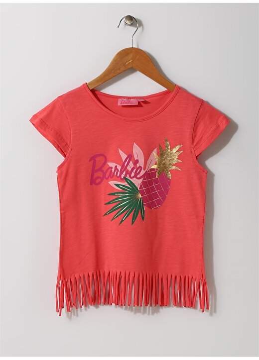 Barbie Kız Çocuk Ananas Baskılı Mercan T-Shirt 1