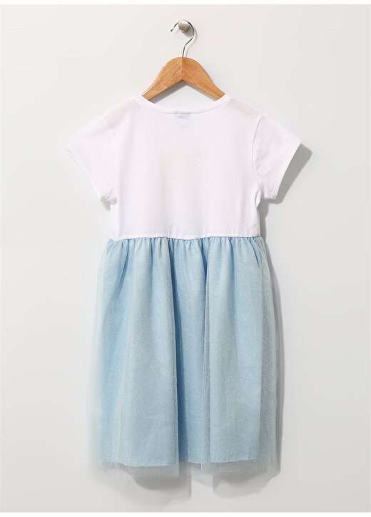 Limon Çocuk Karakter Baskılı Tüllü Beyaz - Mavi Elbise 2