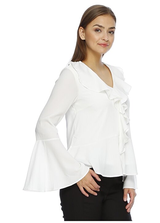 Vero Moda Fırfırlı Yaka Beyaz Bluz 3