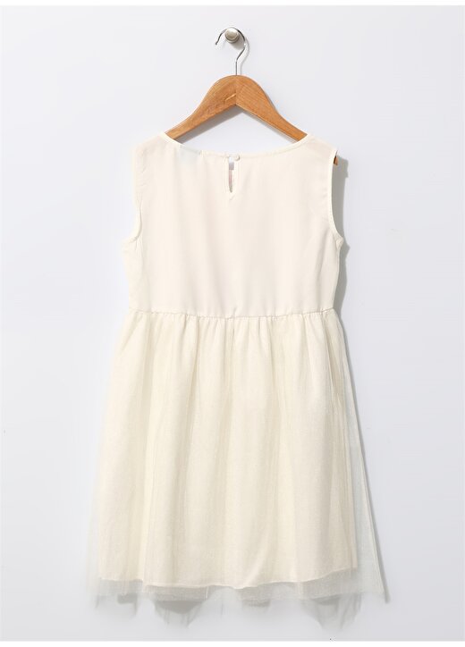 Limon Çocuk Karakter Baskılı Tüllü Beyaz Elbise 2