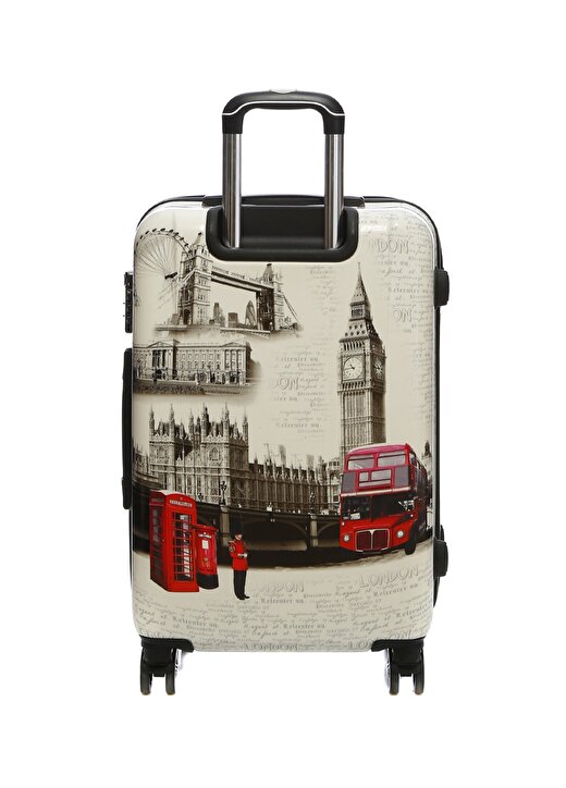Ox Londra Desenli Çekçekli Kumaş Valiz 3