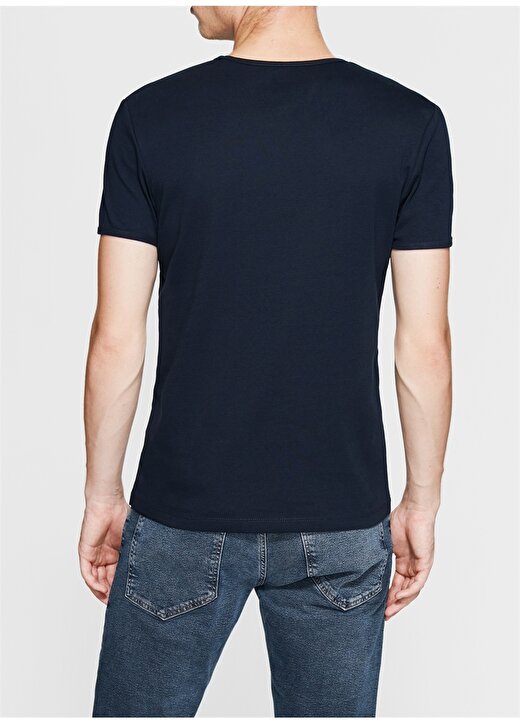 Mavi V Yaka Kısa Lacivert Erkek T-Shirt 4