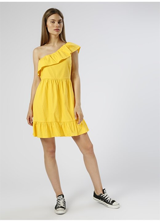Vero Moda Tek Omuzlu Sarı Elbise 2