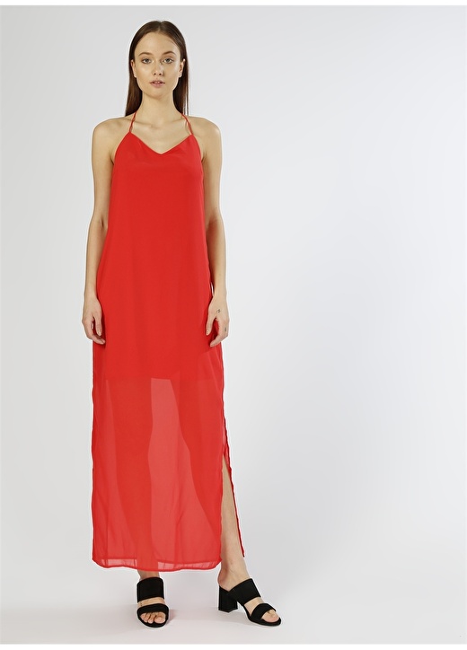 Vero Moda Sırt Detaylı Kırmızı Elbise 2