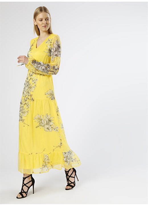 Vero Moda Çiçek Desenli Sarı Elbise 3