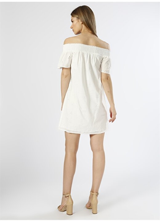 Vero Moda Kayık Yaka Beyaz Elbise 3