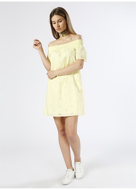 Vero Moda Kayık Yaka Sarı Elbise 2