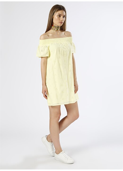 Vero Moda Kayık Yaka Sarı Elbise 3