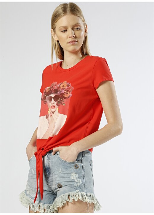 Vero Moda Önden Bağlanabilir Kırmızı T-Shirt 3