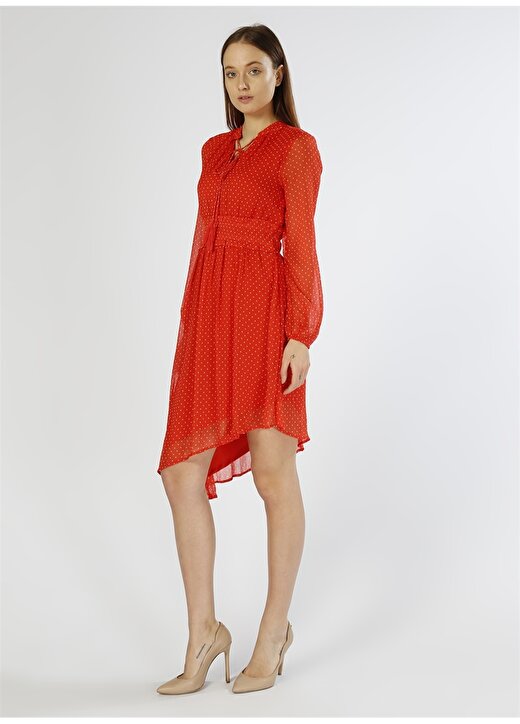 Vero Moda Puantiyeli Asimetrik Kırmızı Elbise 3