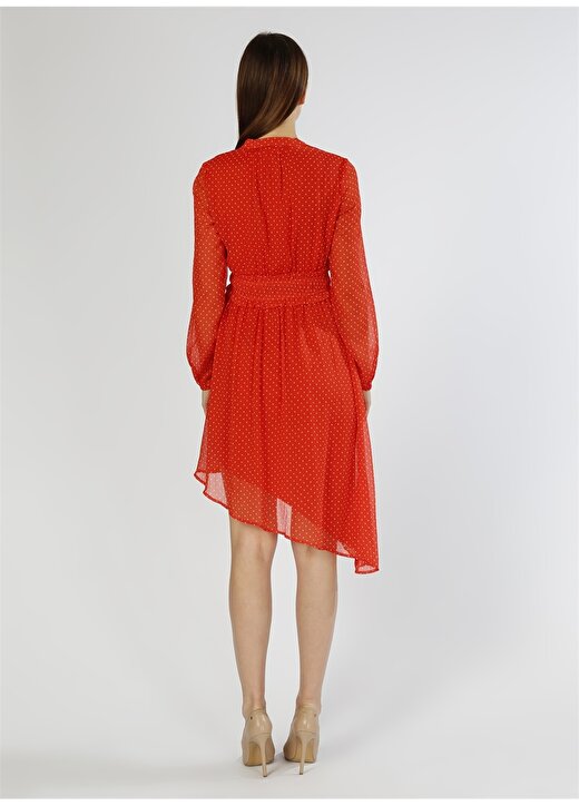 Vero Moda Puantiyeli Asimetrik Kırmızı Elbise 4