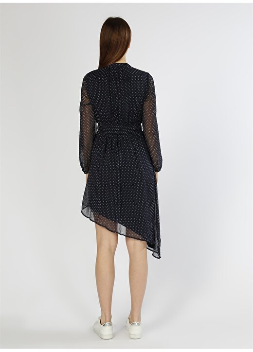 Vero Moda Puantiyeli Asimetrik Lacivert Elbise 4