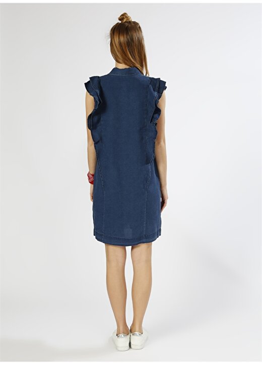 Vero Moda Fırfırlı Lacivert Elbise 4