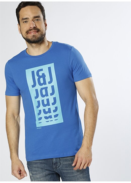 Jack & Jones Baskılı Saks Mavisi T-Shirt 1