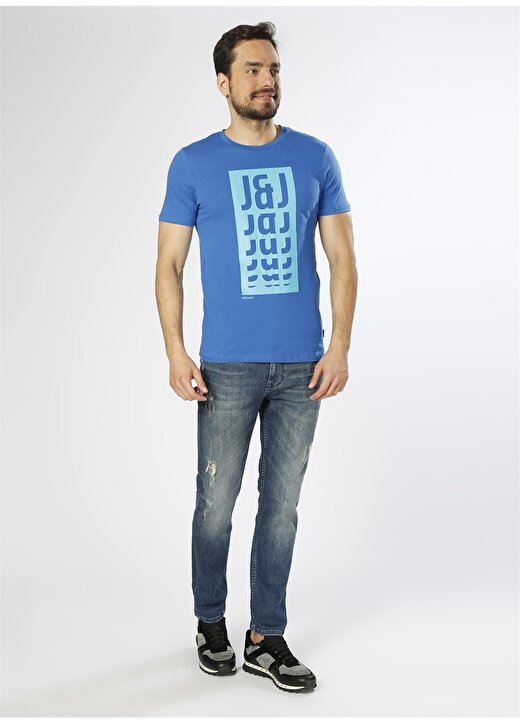 Jack & Jones Baskılı Saks Mavisi T-Shirt 2