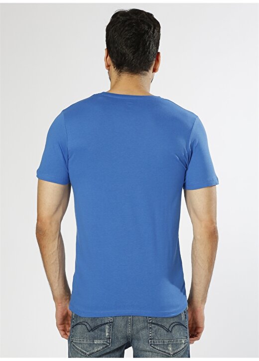 Jack & Jones Baskılı Saks Mavisi T-Shirt 4
