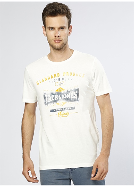 Jack & Jones Yazılı Beyaz T-Shirt 1