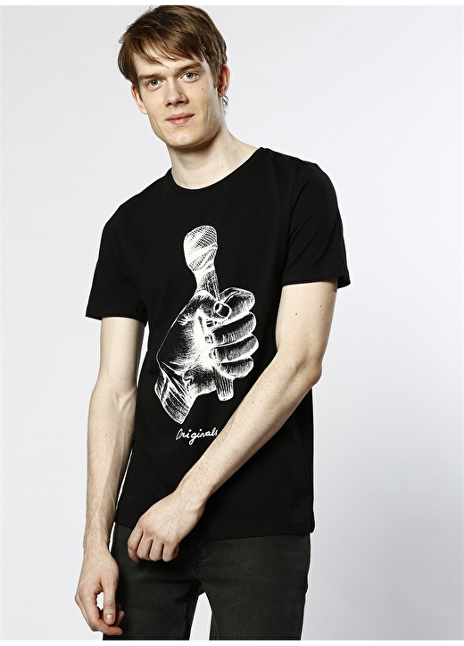 Jack & Jones Mikrofon Baskılı Siyah T-Shirt 1