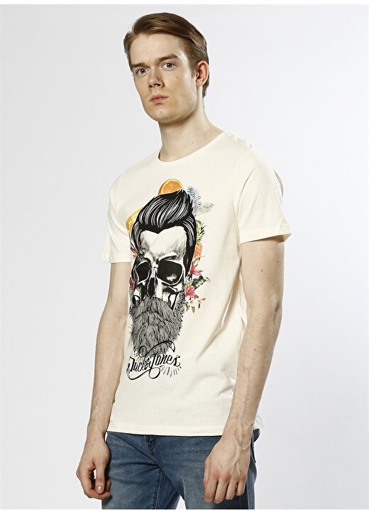 Jack & Jones Beyaz Kuru Kafa Baskılı T-Shirt 3