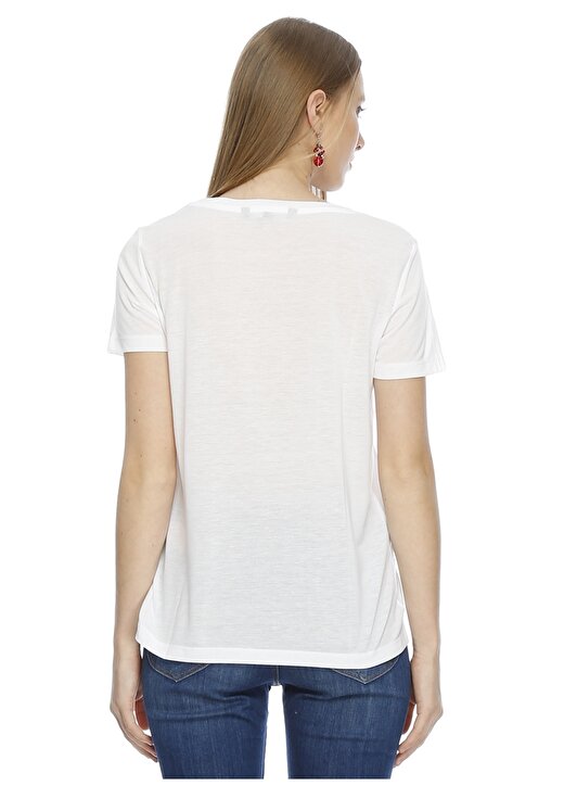 Vero Moda V Yaka Basic Beyaz T-Shirt 4