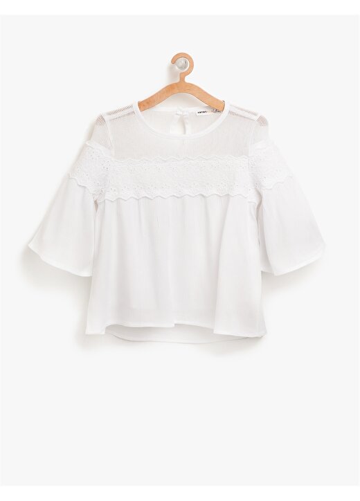 Koton Dantel Detaylı Beyaz Bluz 1