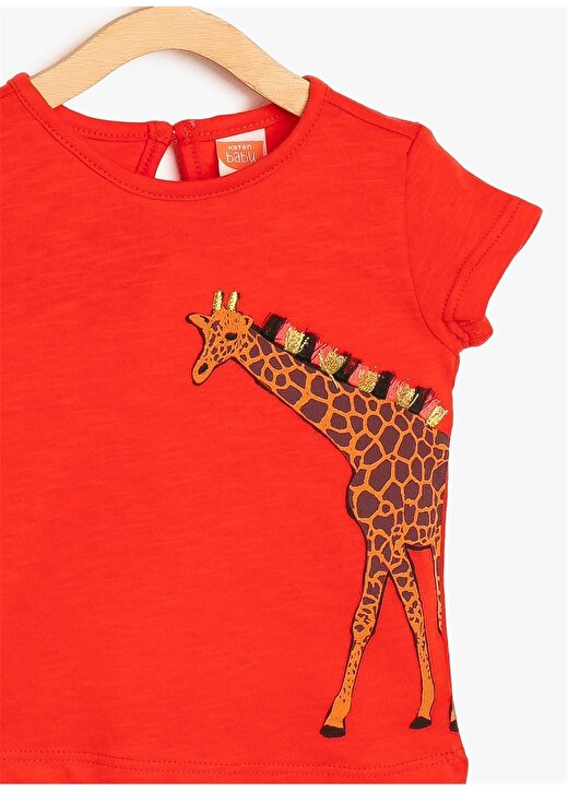 Koton Zürafa Desenli Kırmızı Çocuk T-Shirt 3