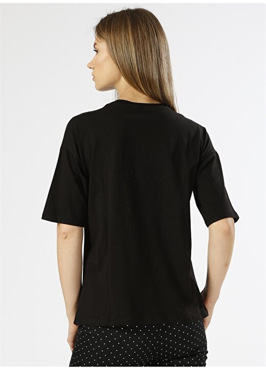 Ole Kabartma Yazılı Siyah T-Shirt 4