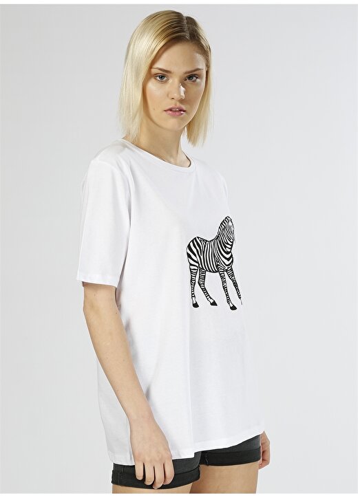 Ole Zebra Baskılı Beyaz T-Shirt 3
